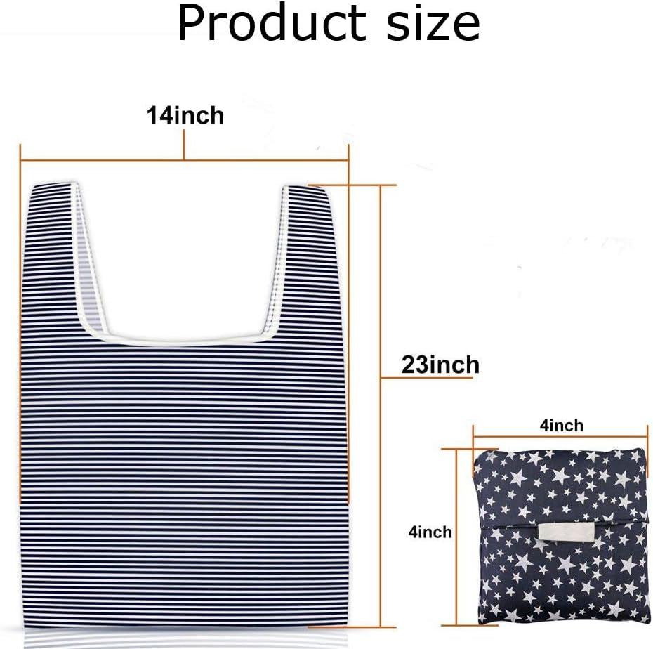 4 Pack Foldable Shopping Bags Reusable Eco-Friendly Grocery Tote Bags Shopper Bag Folding into Attached Pouch (Random Color)