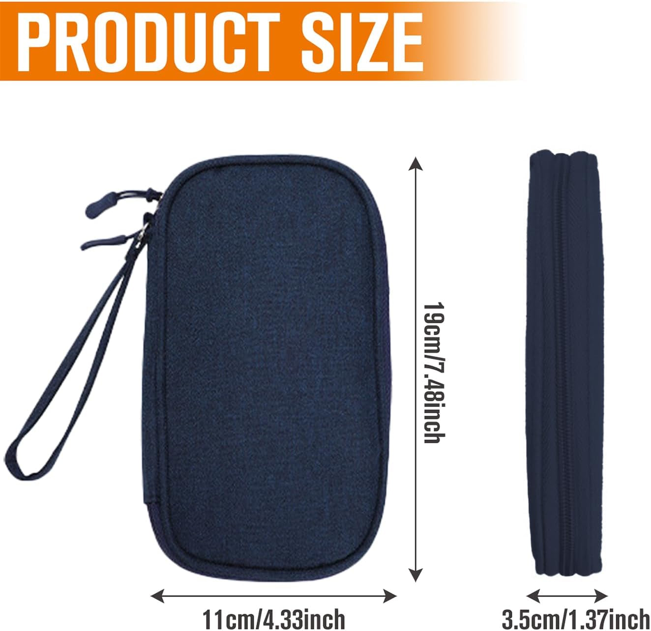 Travel Cable Organiser Bag, Portable Electronics Travel Organizer Tech Pouch, Universal Cord and Travel Gadgets Cable Pouch for Cables Power Bank Earphone USB Drive Hard Disk (Single-Layer Navy Blue)