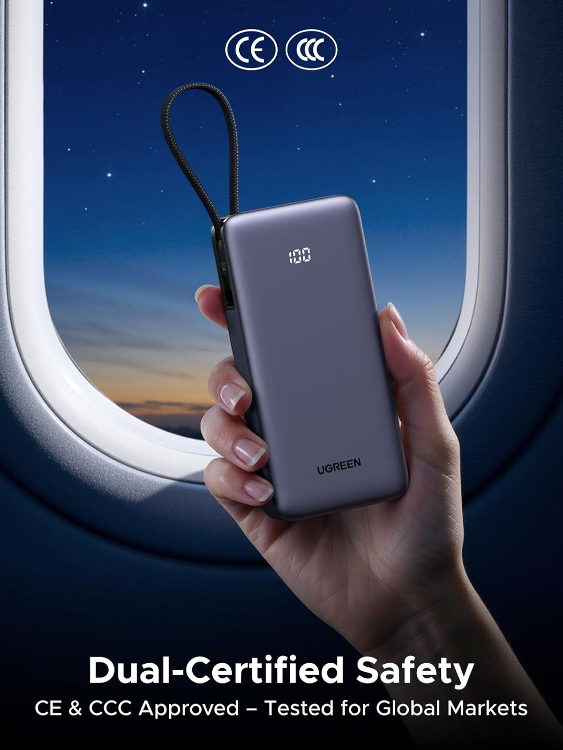 Nexode 20000Mah 55W Fast Charging Power Bank with Built-In Cable, CCC Certified Portable Charger 3-Way Output Battery Pack Compatible with Xiaomi 17 Pro, Galaxy S25, Iphone 17, Ipad, Laptop