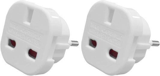 EU Travel Adapter, UK to European Plug Adapter, Europe Converter Type C, E, F for Spain, Italy, Portugal, Germany, Netherlands, Greece, Poland, Turkey and More（Pack2)