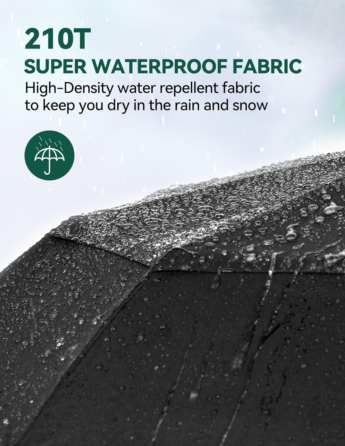 Umbrella Windproof Strong Real Wood Handle Auto Open Close Vented Double Canopy - Portable Compact Folding Travel Umbrella, Strong Fiberglass Frame for Men and Women