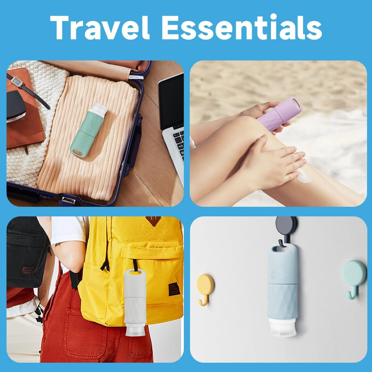 Silicone Travel Bottles for Toiletries - Leakproof, Portable, Reusable 90 Ml with Hanging Hole, Travel Essentials