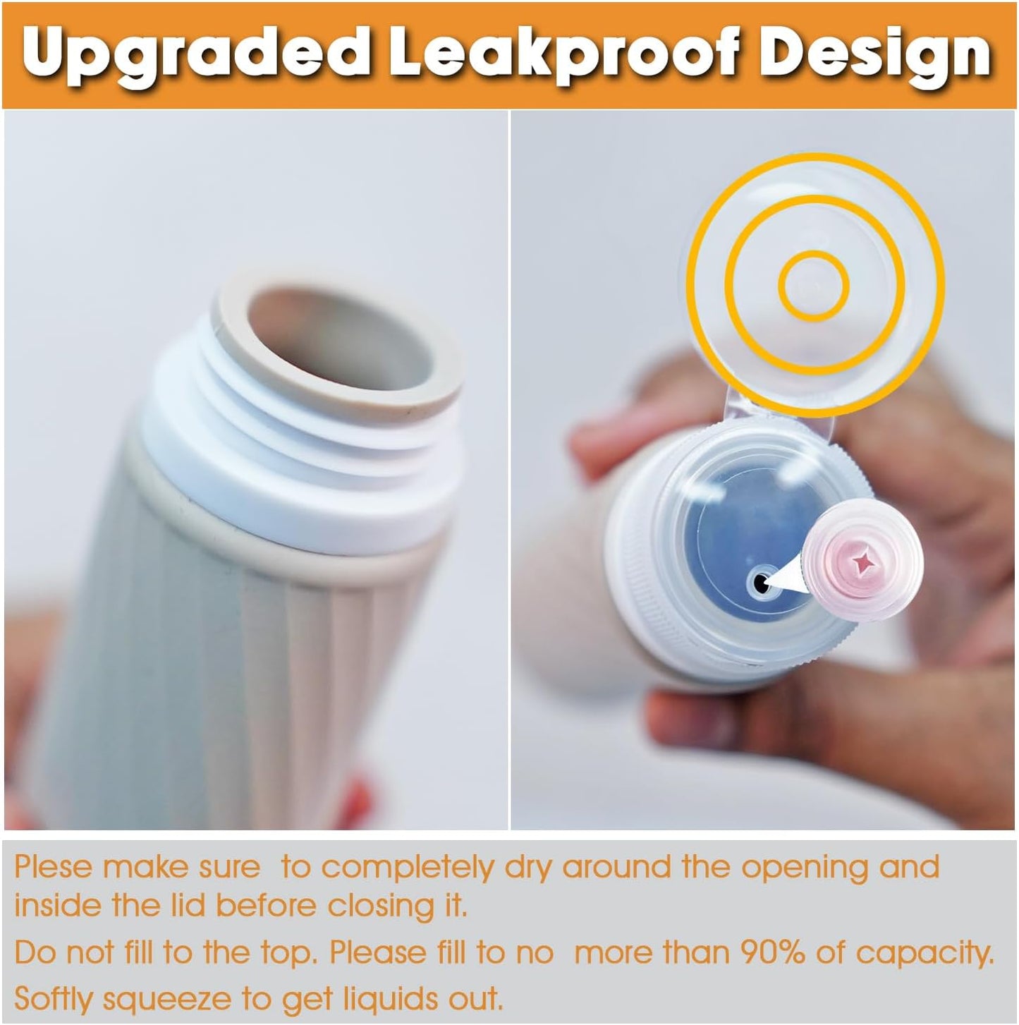5 Pack Travel Bottles for Toiletries with Labels, 100ML Silicone Travel Bottles Set with Clear Zipper Toiletry Bag, Leakproof Refillable Squeeze Travel Size Containers for Shampoo Conditioner