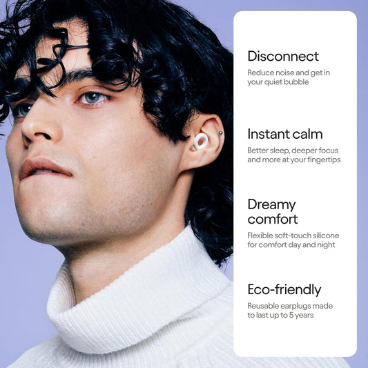 Quiet 2 Ear Plugs – Ultra-Comfy Reusable Noise-Reducing Earplugs for Sleep, Deep Focus, Travel, Noise Sensitivity | Flexible Hearing Protection | Customizable Fit | 24Db (SNR) Noise Reduction