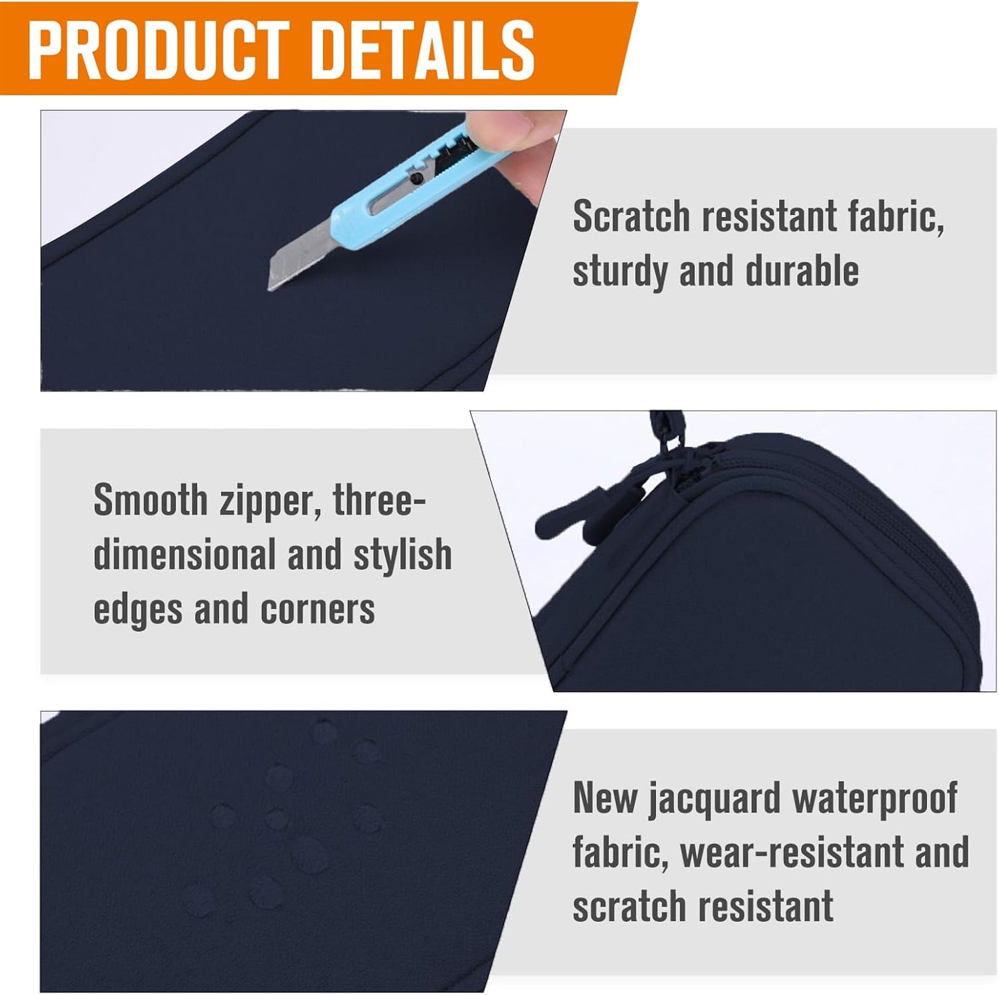 Travel Cable Organiser Bag, Portable Electronics Travel Organizer Tech Pouch, Universal Cord and Travel Gadgets Cable Pouch for Cables Power Bank Earphone USB Drive Hard Disk (Single-Layer Navy Blue)