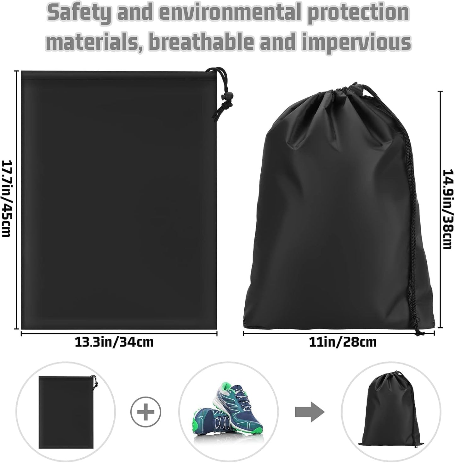 2Pcs Shoe Bag, Portable Shoe Bags for Travel, Dust-Proof Medium Packing Cloth Bag, Non-Woven Drawstring Storage Bag for Toy Shoes Boots High Heel Socks