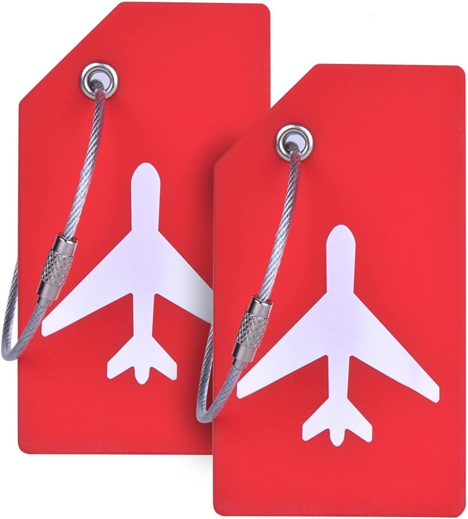 Silicone Luggage Tag with Name ID Card Perfect to Quickly Spot Luggage Suitcase by  (Red 2 Pack Tags)
