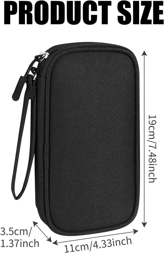 Travel Cable Organiser Bag, Portable Electronics Travel Organizer Tech Pouch, Universal Cord and Travel Gadgets Cable Pouch for Cables Power Bank Earphone USB Drive Hard Disk (Single-Layer Black)