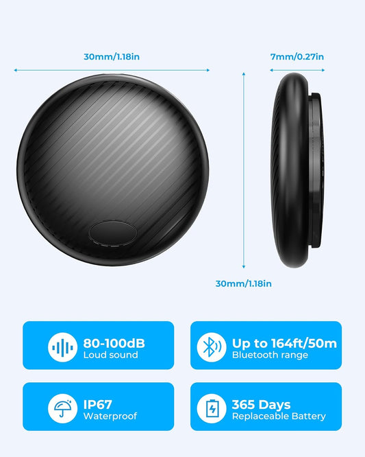 Android Air Tracker Tag 4 Pack, Smart Tag Bluetooth Key Finder Work with Google Find My (Android Only), Item Locator for Luggage, Bags, Pets, Wallet, Replaceable Battery, Black