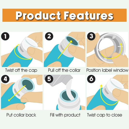 5 Pack Travel Bottles for Toiletries with Labels, 100ML Silicone Travel Bottles Set with Clear Zipper Toiletry Bag, Leakproof Refillable Squeeze Travel Size Containers for Shampoo Conditioner