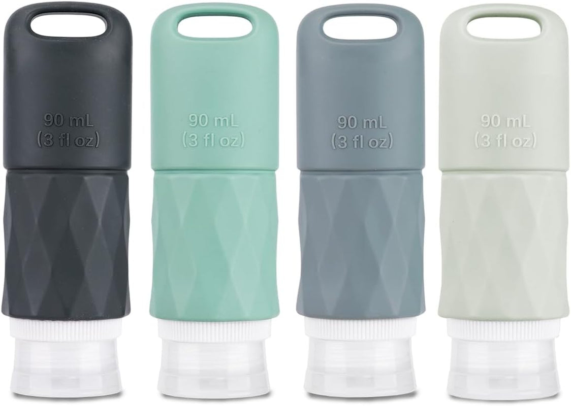 Silicone Travel Bottles for Toiletries - Leakproof, Portable, Reusable 90 Ml with Hanging Hole, Travel Essentials