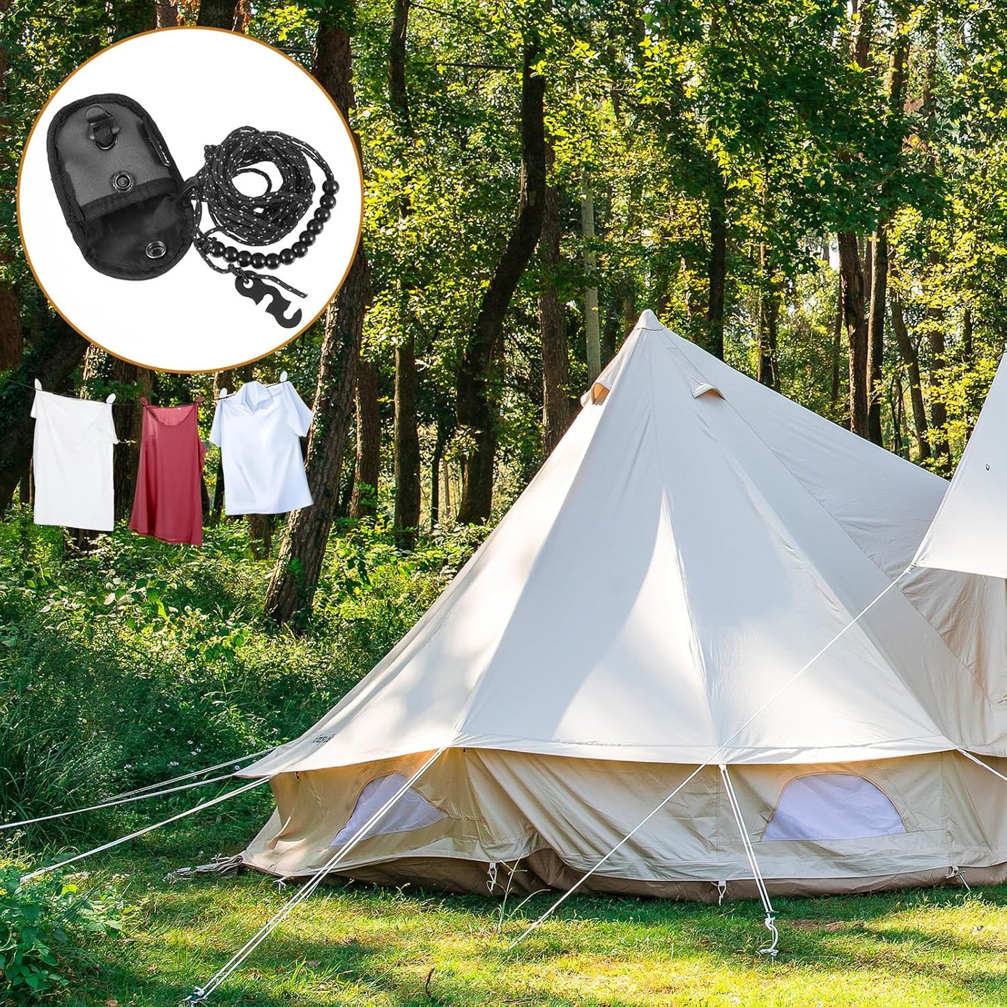 Travel Washing Line Camping Compact Portable Clothesline Non-Scratch Clothes Line Heavy Duty Buckle System with 24 Beads for Outdoor Camping, Cruise Ships, Indoor Backyard, Balcony(Dark Gray, 300Cm)