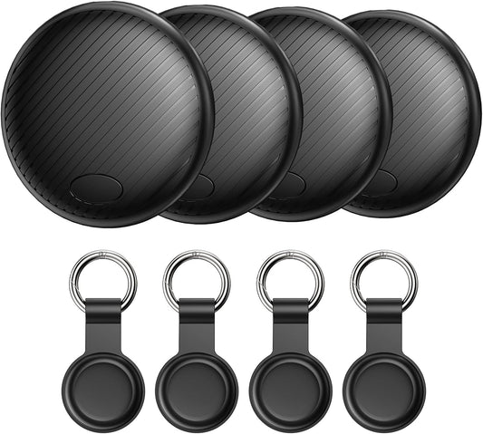 Android Air Tracker Tag 4 Pack, Smart Tag Bluetooth Key Finder Work with Google Find My (Android Only), Item Locator for Luggage, Bags, Pets, Wallet, Replaceable Battery, Black