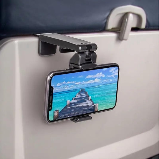 Airplane in Flight Phone Holder, 360° Rotatable Universal Desk Stand Compatible with Iphone/Galaxy Android Phones, Portable Adjustable Mount Travel Essential for Plane,Train,Work