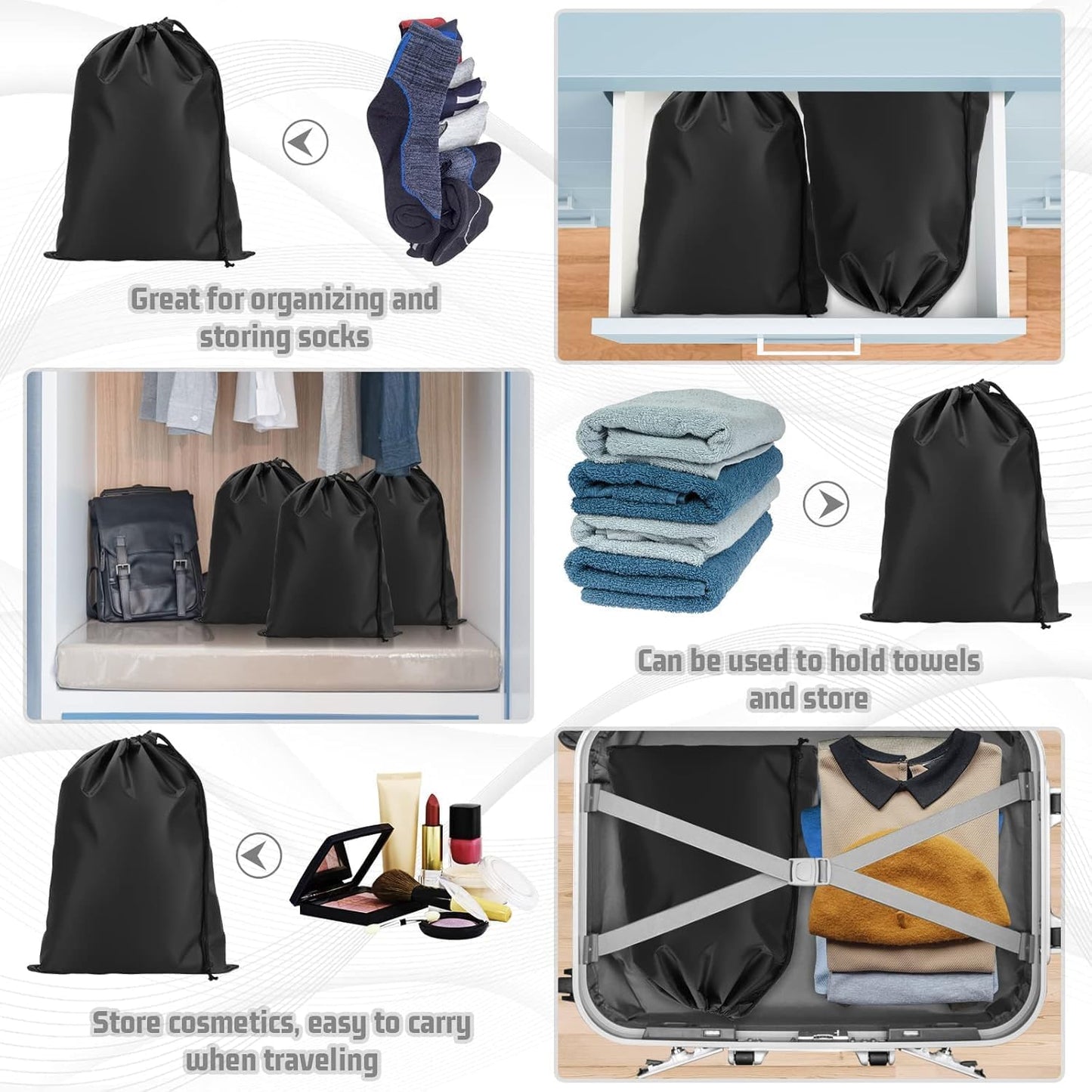 2Pcs Shoe Bag, Portable Shoe Bags for Travel, Dust-Proof Medium Packing Cloth Bag, Non-Woven Drawstring Storage Bag for Toy Shoes Boots High Heel Socks