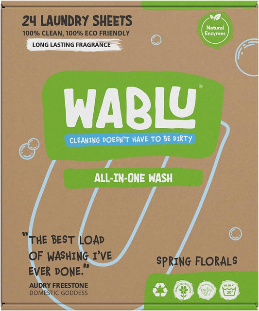 Spring Florals Laundry Detergent Sheets with Natural Enzymes (BIO) | Biodegradable All-In-One Washing Sheets | for All Washing Types | 24 Washes (Or 48 Small Loads)