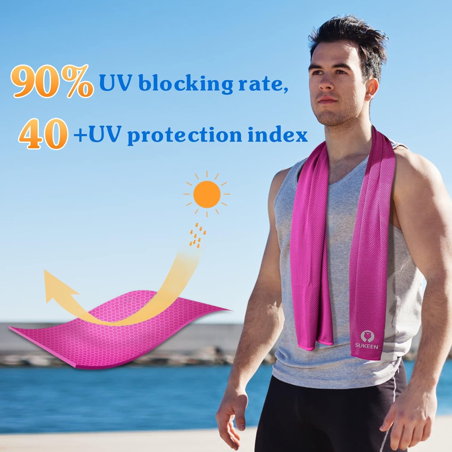 Cooling Towel, 40"X12" Cooling Towels for Neck, Soft Breathable Sweat Gym Towel, Stay Cool Ice Cold Towels for Sport Workout Yoga Golf Running Camping