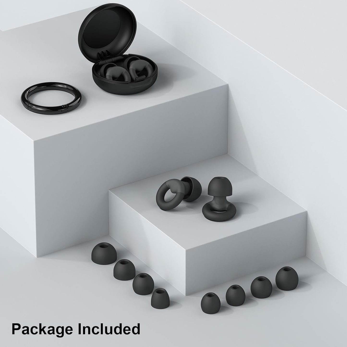 Ear Plugs for Sleeping, 2 Pairs of Reusable Earplugs for Noise Reduction 25Db-30Db with 8 Ear Tips, Soft Hearing Protection Earplugs for Concert,Noise Sensitivity, Study & Work