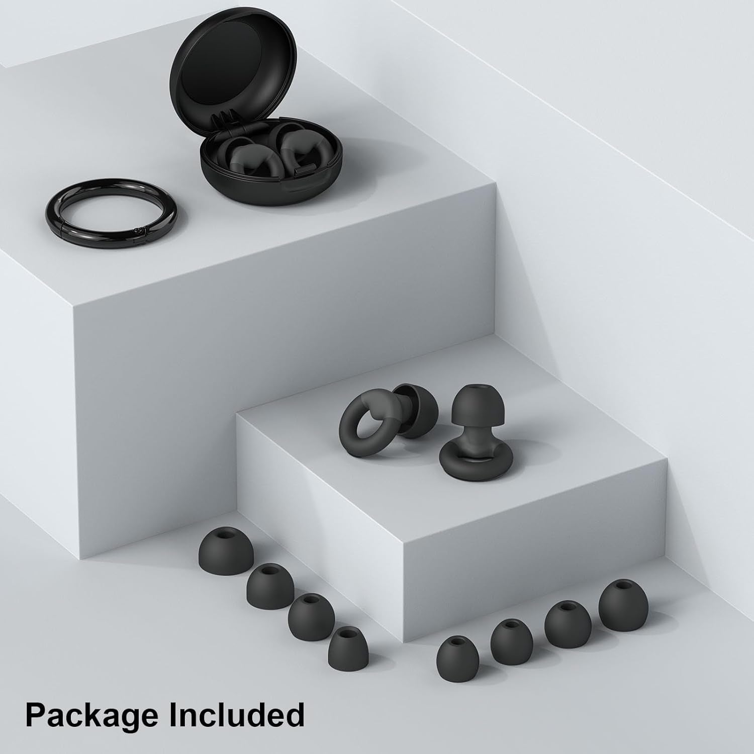 Ear Plugs for Sleeping, 2 Pairs of Reusable Earplugs for Noise Reduction 25Db-30Db with 8 Ear Tips, Soft Hearing Protection Earplugs for Concert,Noise Sensitivity, Study & Work