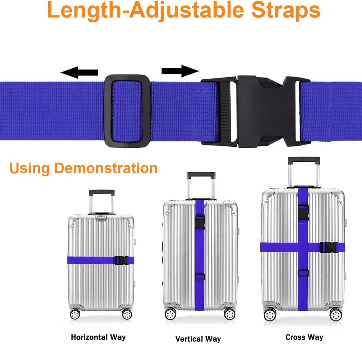 4PCS Luggage Straps for Suitcases, Adjustable Suitcase Straps, Heavy Duty Thickened Luggage Strap with Quick Release Buckle, Travelling Luggage Belt Accessories 4 Colors Suitcase Belts