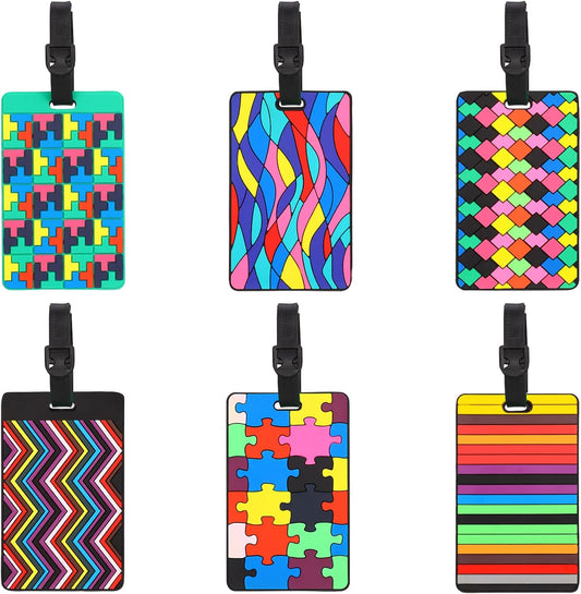 6 Pcs Secure Luggage Tags PVC Suitcase Travel Baggage Handbag Tag Labels for Travel Bag