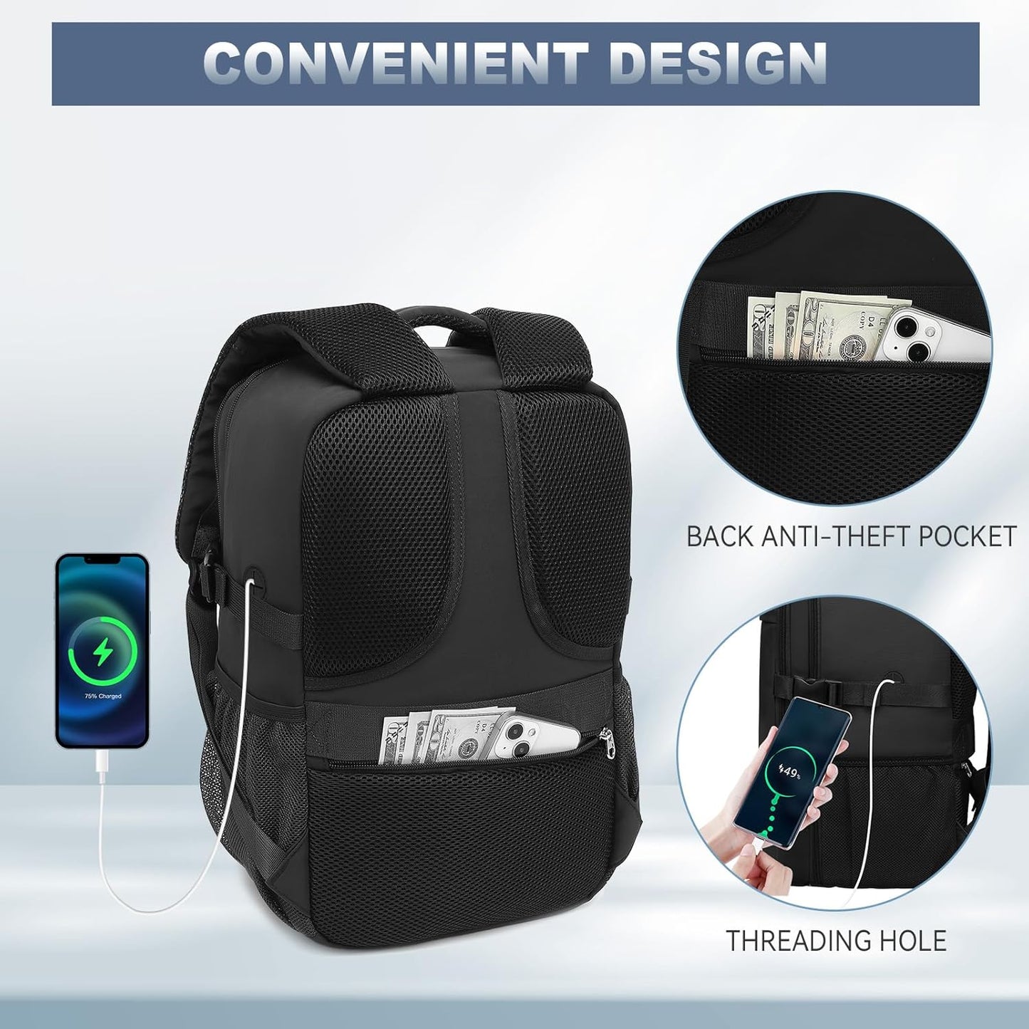 Ryanair Cabin Bags 40X30X20 Underseat Carry-Ons Travel Backpack with anti Theft Bag 20L Flight Bag 40X20X25 Hand Luggage Cabin Size Casual Daypack for Flights
