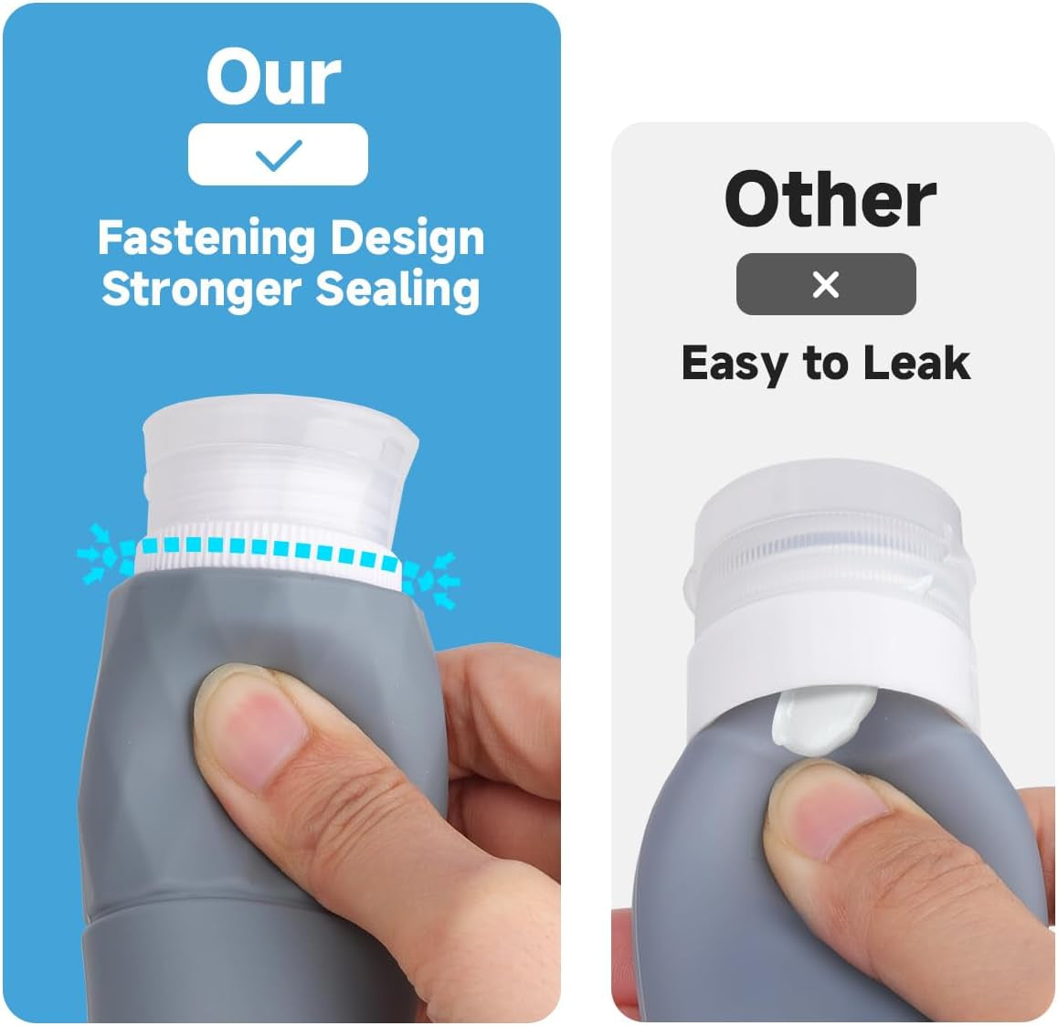 Silicone Travel Bottles for Toiletries - Leakproof, Portable, Reusable 90 Ml with Hanging Hole, Travel Essentials
