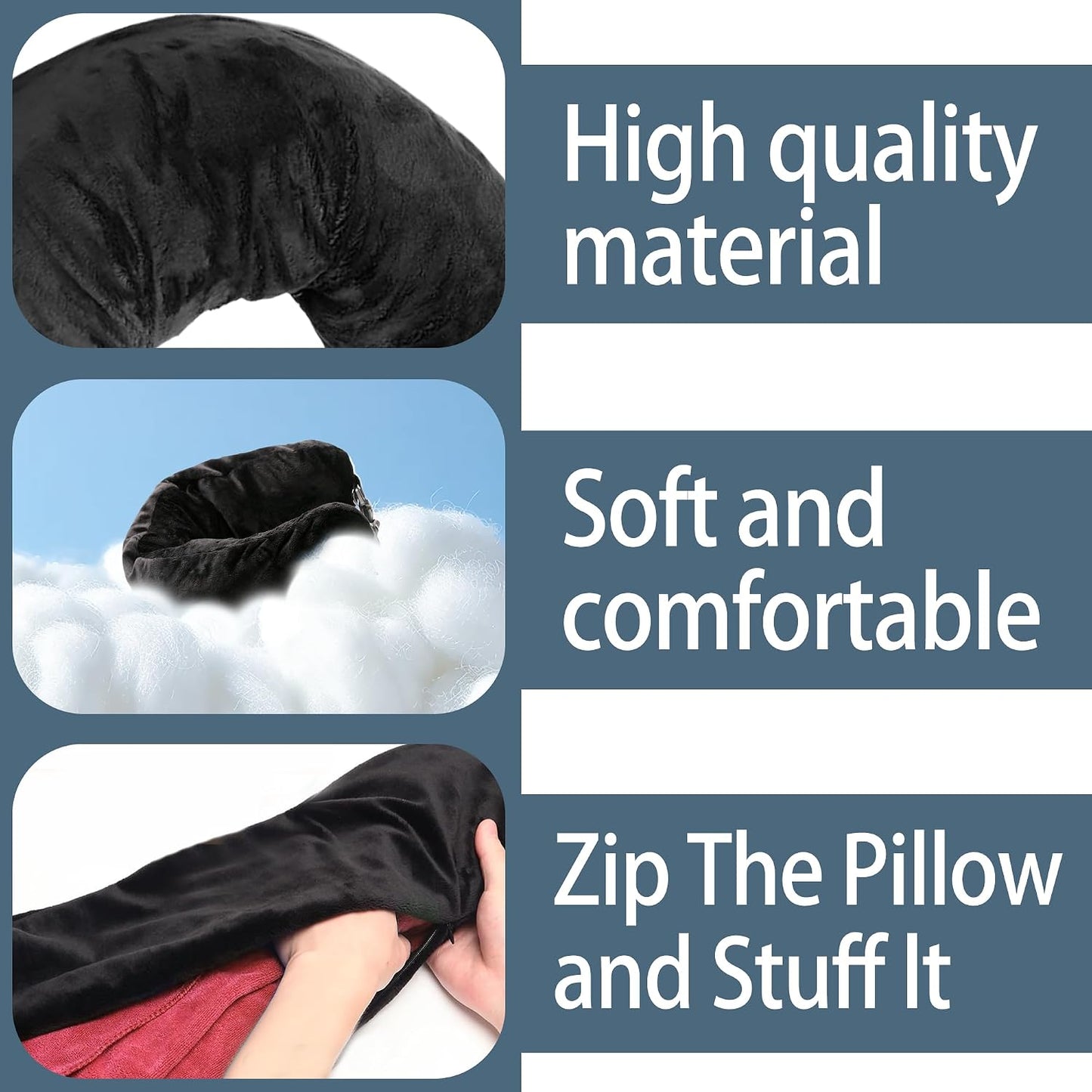 1PCS Portable Stuffable Neck Pillow Black Multifunctional Stuffable Travel Pillow Travel Neck Pillow Storage Bag with Adjustable Straps Soft Stuffable Neck Pillow for Travel Extra Luggage