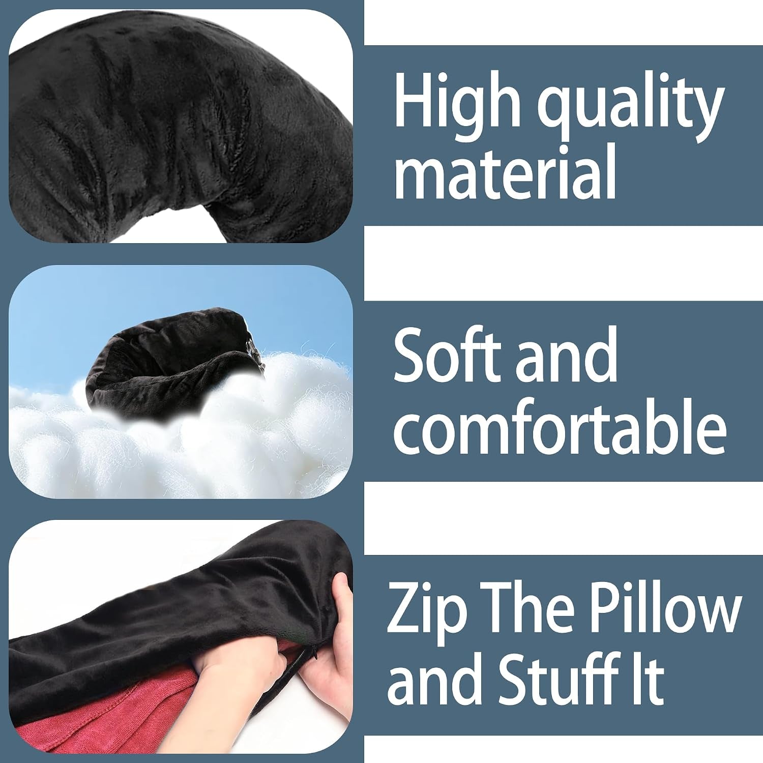 1PCS Portable Stuffable Neck Pillow Black Multifunctional Stuffable Travel Pillow Travel Neck Pillow Storage Bag with Adjustable Straps Soft Stuffable Neck Pillow for Travel Extra Luggage