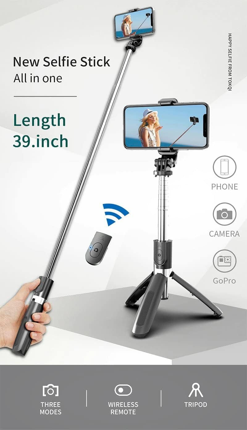 Selfie Stick, for Iphone 17 Pro 17 Pro Max 17E / Iphone Air / 16E 16 16 Pro 16 Pro Max 16 plus / 15 15 Pro 15 Pro Max 15 plus / 14 Pro Wireless Remote Tripod Head Mount Phone Camera Stand Selfie Stick