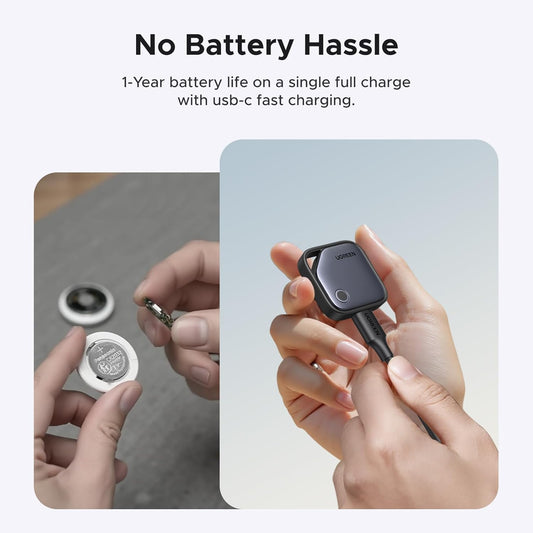Finetrack (4 Pack) Supports USB C Charging, Compatible with Apple Find My (Ios Only), One Charge for 12 Months Bluetooth Tracker Tag, Finder for Keys, Wallet, Luggage, Suitcase and More