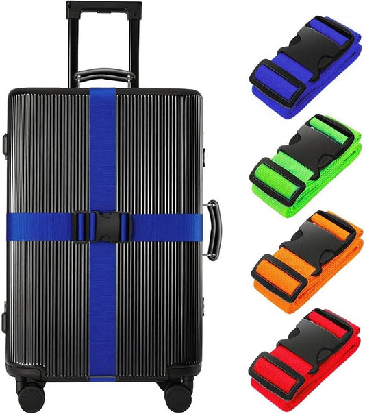 4PCS Luggage Straps for Suitcases, Adjustable Suitcase Straps, Heavy Duty Thickened Luggage Strap with Quick Release Buckle, Travelling Luggage Belt Accessories 4 Colors Suitcase Belts