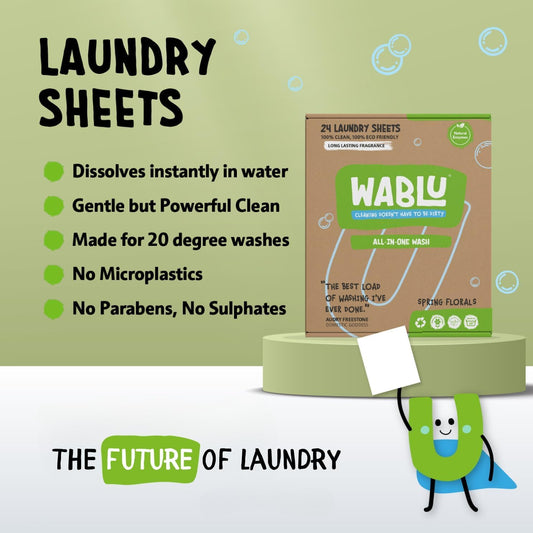 Spring Florals Laundry Detergent Sheets with Natural Enzymes (BIO) | Biodegradable All-In-One Washing Sheets | for All Washing Types | 24 Washes (Or 48 Small Loads)