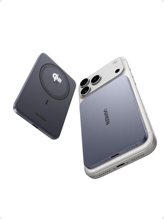 Magflow Air Ultra-Slim 5000Mah Magnetic Power Bank Qi2 Certified 15W Wireless Fast Charging Mobile Phone Portable Charger PD 20W USB-C Battery Pack Magsafe Compatible for Iphone 17-12, Gray