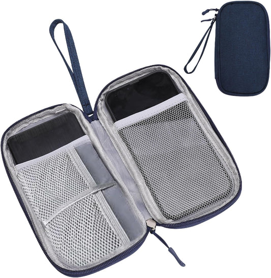 Travel Cable Organiser Bag, Portable Electronics Travel Organizer Tech Pouch, Universal Cord and Travel Gadgets Cable Pouch for Cables Power Bank Earphone USB Drive Hard Disk (Single-Layer Navy Blue)
